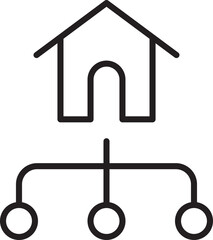 Home icon with network connections. line icon