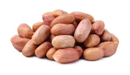 Obraz premium Pile of fresh peanuts isolated on white