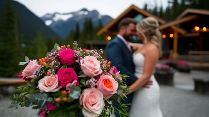 happy bride and groom