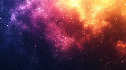 Fototapeta premium Vibrant summer abstract background with grainy noise texture in purple, yellow, red, and blue hues. Modern banner or poster design evoking warmth, energy, and creative expression.