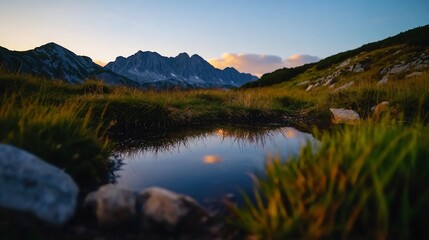 mountain lake in the morning