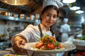 A young Hispanic male lawyer holding up a stamped document with gratitude in a courtroom close-up photo