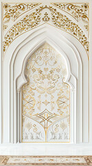 Fototapeta premium A Sophisticated White and Gold Islamic Design with Elegant Look