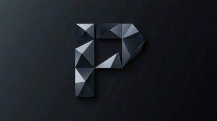 PF Lettermark: Luxurious Polygonal Design in Bold Black - An Abstract Creative Element for Business Branding