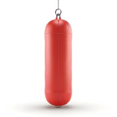 Fototapeta premium 3D Red Punching Bag Minimalist Cartoon Icon for Fitness and Boxing Workout
