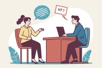 Job interview, business discussion meeting or recruitment manager, candidate answer question or career development, communication or hiring concept, business people answer question in job interview.