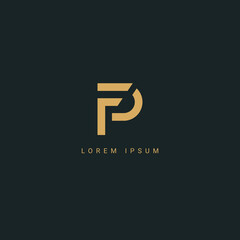 Abstract letter FP or PF monogram logo vector template. Initial based minimal flat icon vector