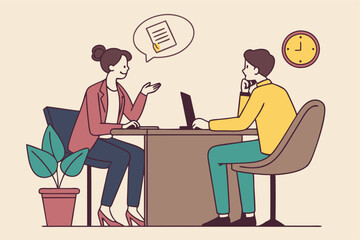 Job interview, business discussion meeting or recruitment manager, candidate answer question or career development, communication or hiring concept, business people answer question in job interview.