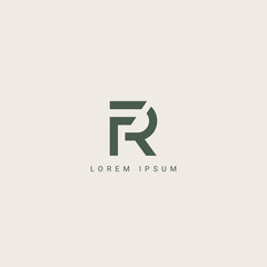 Abstract letter FR RF monogram logo vector template. Initial based minimal flat icon vector