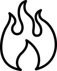 Flame icon illustration in black outline line icon