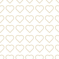 Abstract geometric pattern with hearts on white background. A seamless vector background. Graphic modern pattern. White and gold pattern.