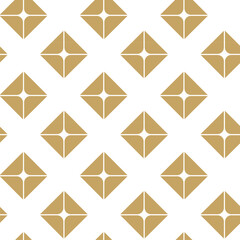 Abstract geometric pattern with square, lines and stripes on white background. A seamless vector background. Graphic modern pattern. White and gold pattern.