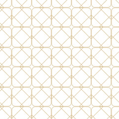 Fototapeta premium Abstract geometric pattern with square, lines and stripes on white background. A seamless vector background. Graphic modern pattern. White and gold pattern.