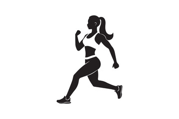 Female Runner Silhouette Icon for Fitness and Sports Design