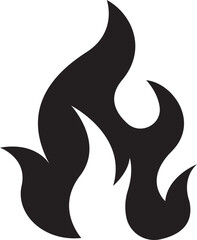 Flame icon in black silhouette style line icon