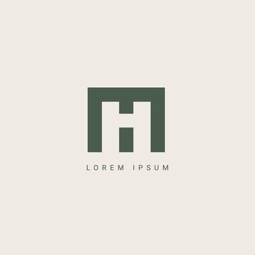 Abstract letter MH HM monogram logo vector template. Initial based minimal flat icon vector