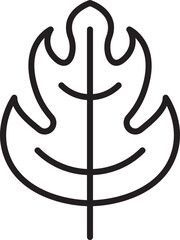 Line art of a stylized leaf design line icon