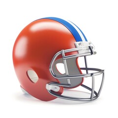 Fototapeta premium Simple 3D Minimalist American Football Helmet Icon on White Background
