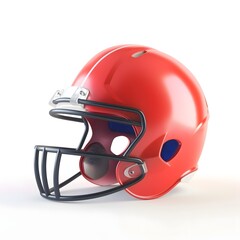 Naklejka premium Minimalist 3D Icon of a Bright Red American Football Helmet on White Background