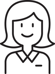 Simple line drawing of a smiling woman line icon