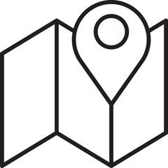 Map with location pin icon illustration line icon