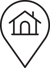 Home location icon with a house symbol line icon