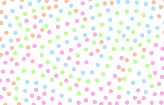 Vibrant polka dot overlay with pastel-colored circles. Ideal for digital design, scrapbooking, textiles, party decorations, and creative projects. Seamless and playful pattern.