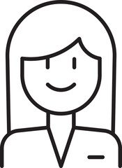 Outline of a smiling woman in a sketch style line icon