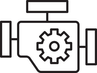 Obraz premium Engine illustration with gear symbol. line icon