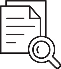 Document with magnifying glass icon line icon