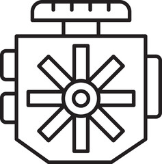 Engine icon with cooling fan design line icon
