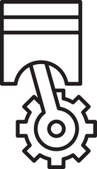 Mechanical piston and gear illustration line icon