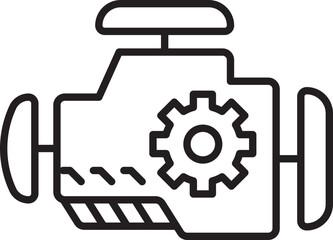 Engine icon with gears and components line icon