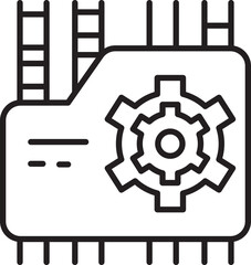 Machine gear and industrial design concept line icon