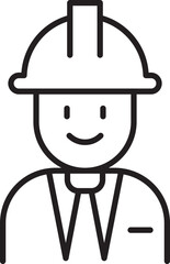 Construction worker illustration. line icon