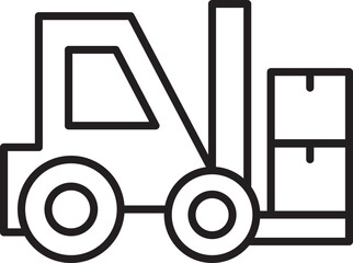 Forklift with cargo boxes illustration line icon