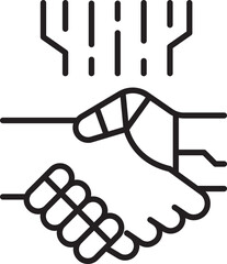 Handshake with bandaged hand illustration line icon