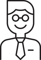 Line art of a smiling man in glasses line icon