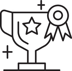 Trophy with star and ribbon icon line icon