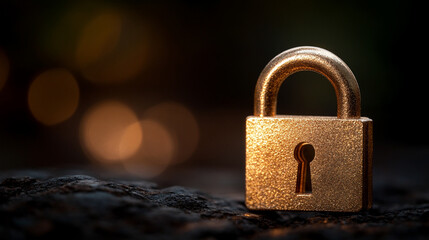 A glowing digital lock icon overlays a futuristic circuit board, symbolizing virtual security, data protection, and encrypted internet safety in a modern, high-tech environment