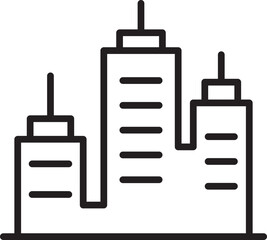 City skyline graphic illustration line icon