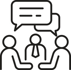 Group discussion with dialogue bubbles. line icon