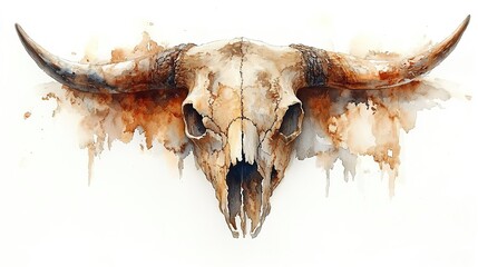 Fototapeta premium cow skull clipart watercolor art illustration detailed illustration
