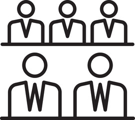 Business meeting illustration with figures line icon