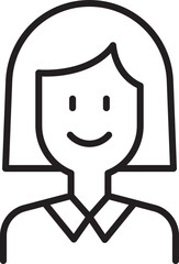 Simple line art of a smiling woman. line icon
