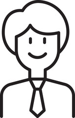 Simple line drawing of a smiling man. line icon