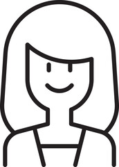 Simple line drawing of a smiling woman line icon