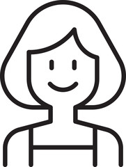 Simple line art of a smiling woman. line icon