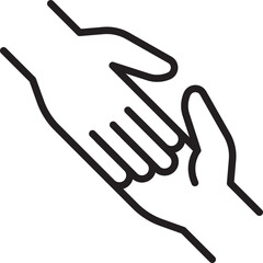 Hands reaching out to each other line icon