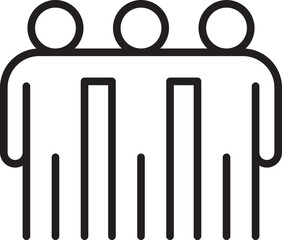 Group of abstract figures standing together line icon
